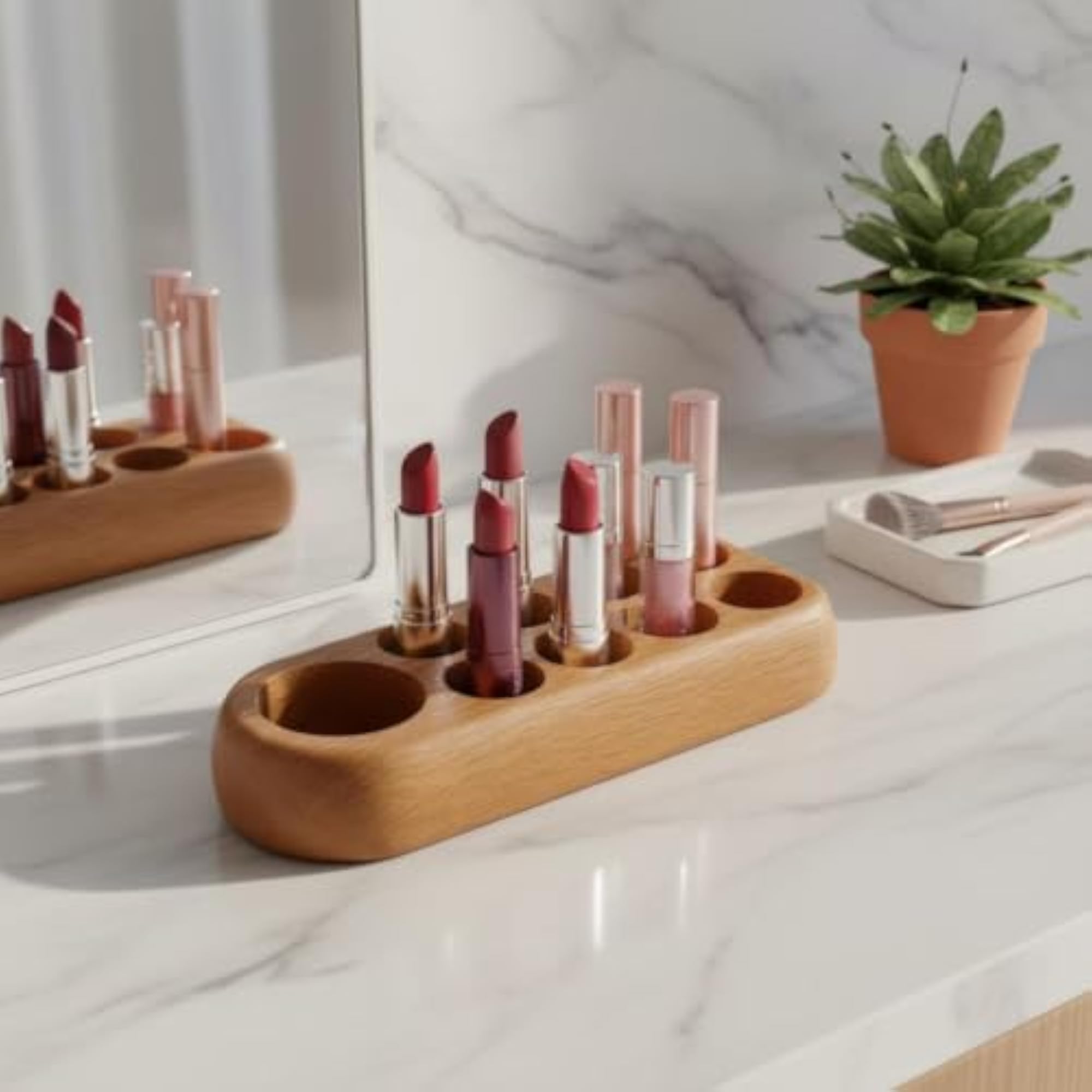 Red Oak Oil Organizer, Elegant Design